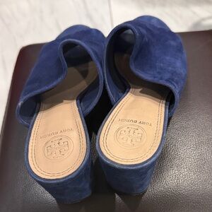 Tory Burch Navy Suede Mule Slides